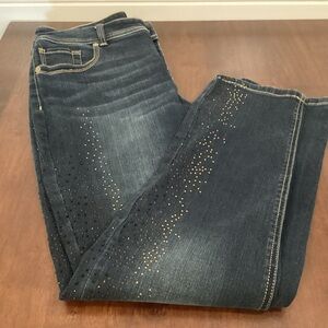 Chico’s So Slimming Gold Crystal Girlfriend Skinny Jeans